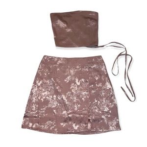 Pink Satin Two Piece Set, Size S
